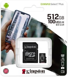 Карта памяти Kingston Canvas Select Plus MicroSDXC 512GB (UHS-1) A1 (Class 10) +..